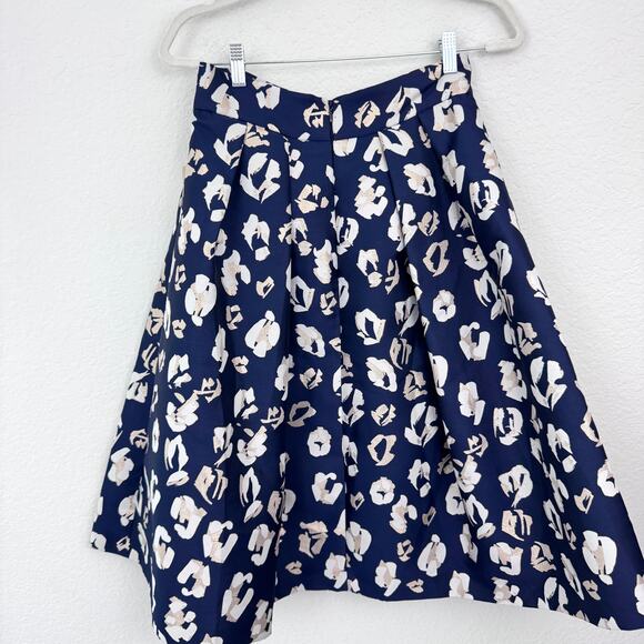 Eliza J Womens Pleated Abstract Jacquard Skirt Size 6 Metallic Office Party Blue - Picture 5 of 10